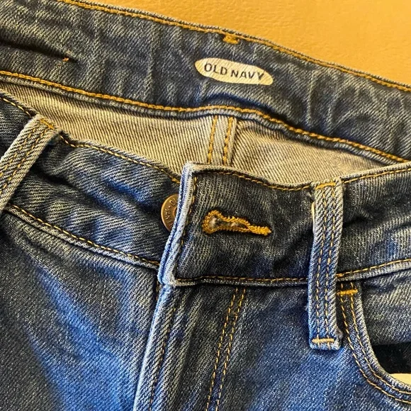 Old Navy Dk Blue Denim Jeans, High Rise, Wide Leg, Size 6 - Picture 2 of 8